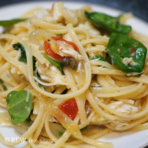 Baby Lady's Lemon Pasta with Spinach and Crab