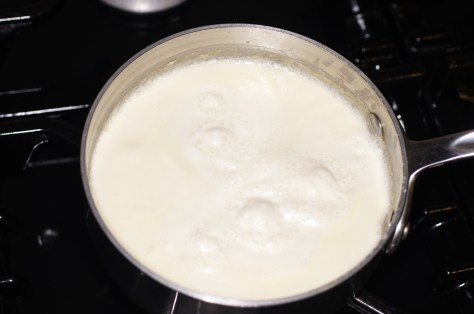 Heat liquids to boil, reduce and simmer until reduced by 2/3