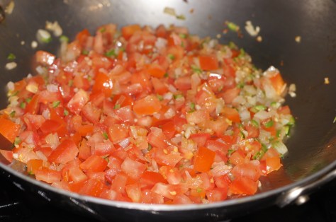 Sweat veggies and add tomatoes