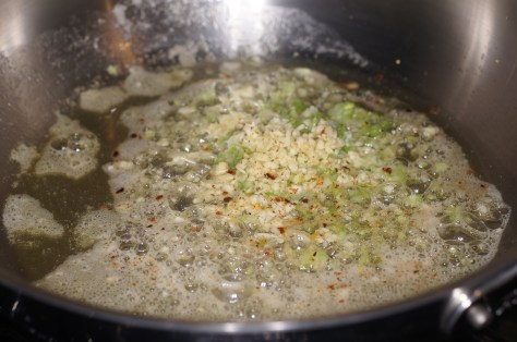 Saute veggies over medium heat for 2 minutes