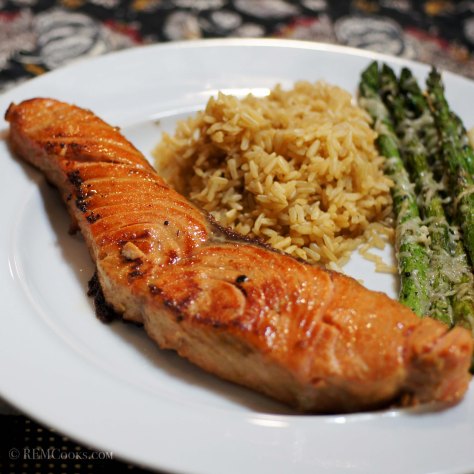 Bourbon Glazed Salmon with Roasted Asparagus