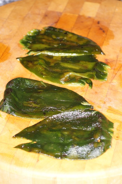 Roast, peel and seed the chiles