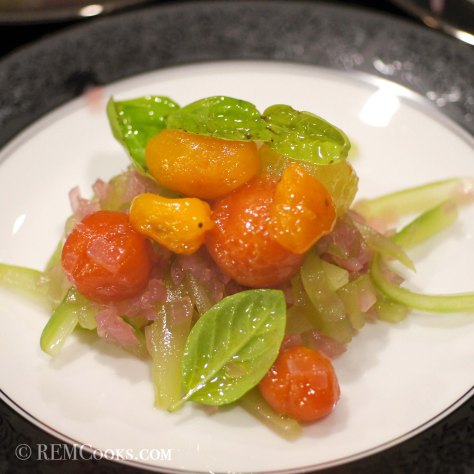 Marinated Tomatoes with Compressed Cucumber & Red Onion Relish