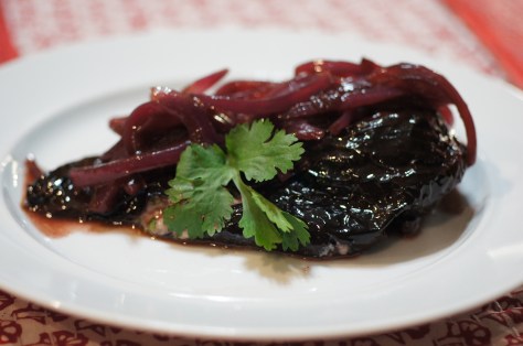 Ancho Chile Stuffed with Herb Seasoned Ricotta Cheese in Red Wine Escabeche