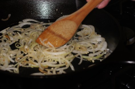 Cook until onions begin to turn light brown