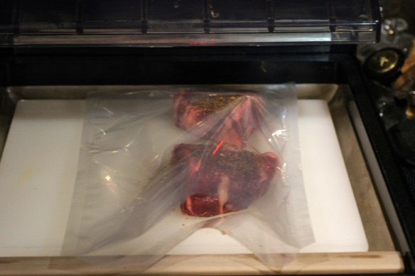 Place bag in chamber vac