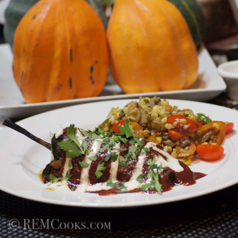 PORK PICADILLO RELLENO WITH ANCHO CHILE SALSA