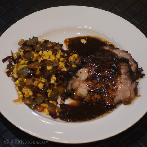 NOPALITOS WITH CORN AND RED CHILE