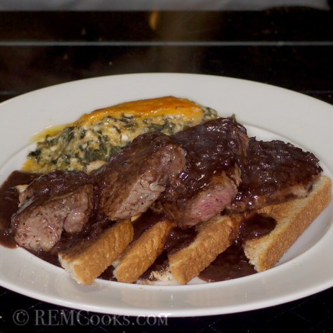 Open Face Sandwich with Tournedos of Beef Tenderloin with Bordelaise Sauce
